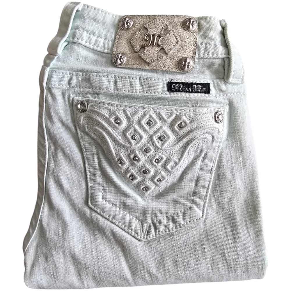 Miss Me Blue Glass Skinny Jeans Size 27